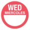 Nevs Dissolvable DaySpots - Wednesday/Mercoles 1" circle White w/Red DDOT-WS1W - alternate 1